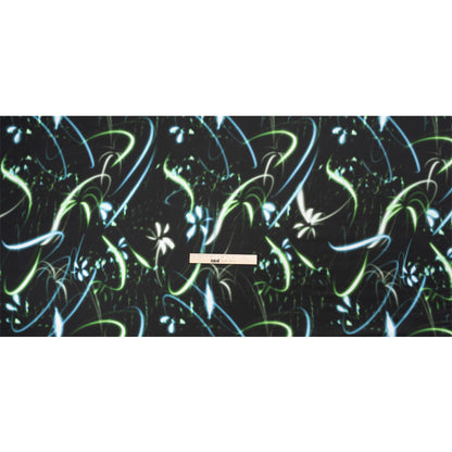 Sustainable and Recycled Viscose Satin Print - Green and Blue Light Streaks - Mood Exclusive Shutter Speed Racer Drape