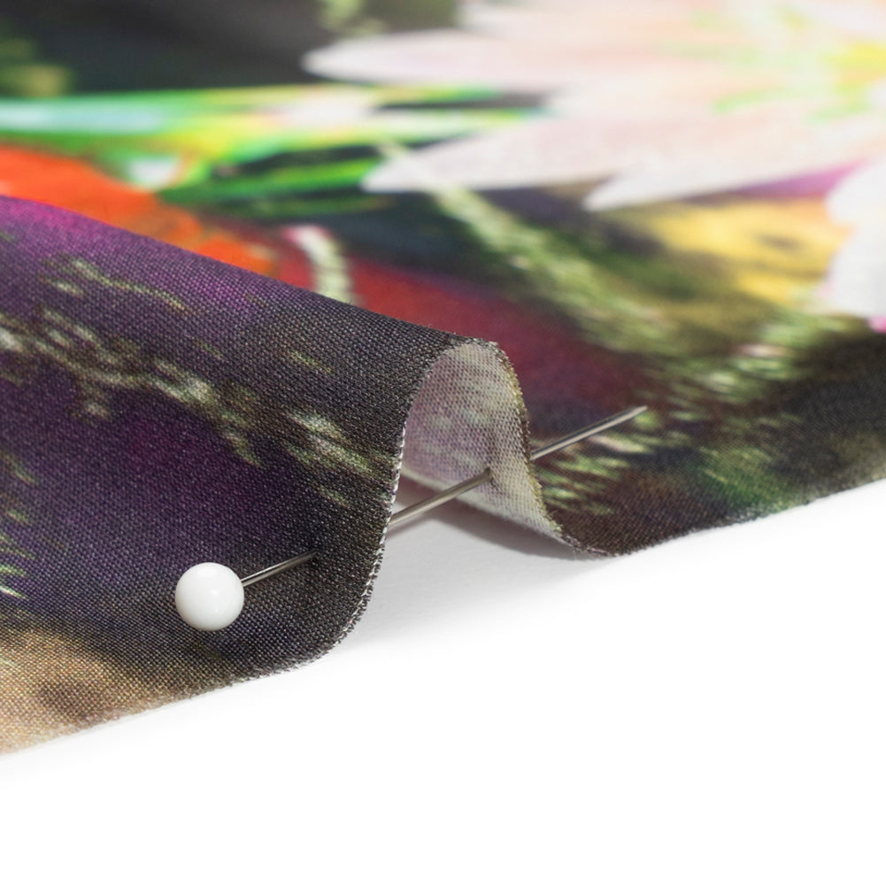Sustainable and Recycled Viscose Satin Print - Pink, Orange and Yellow Glowing Flowers - Mood Exclusive Ignite the Light Folded