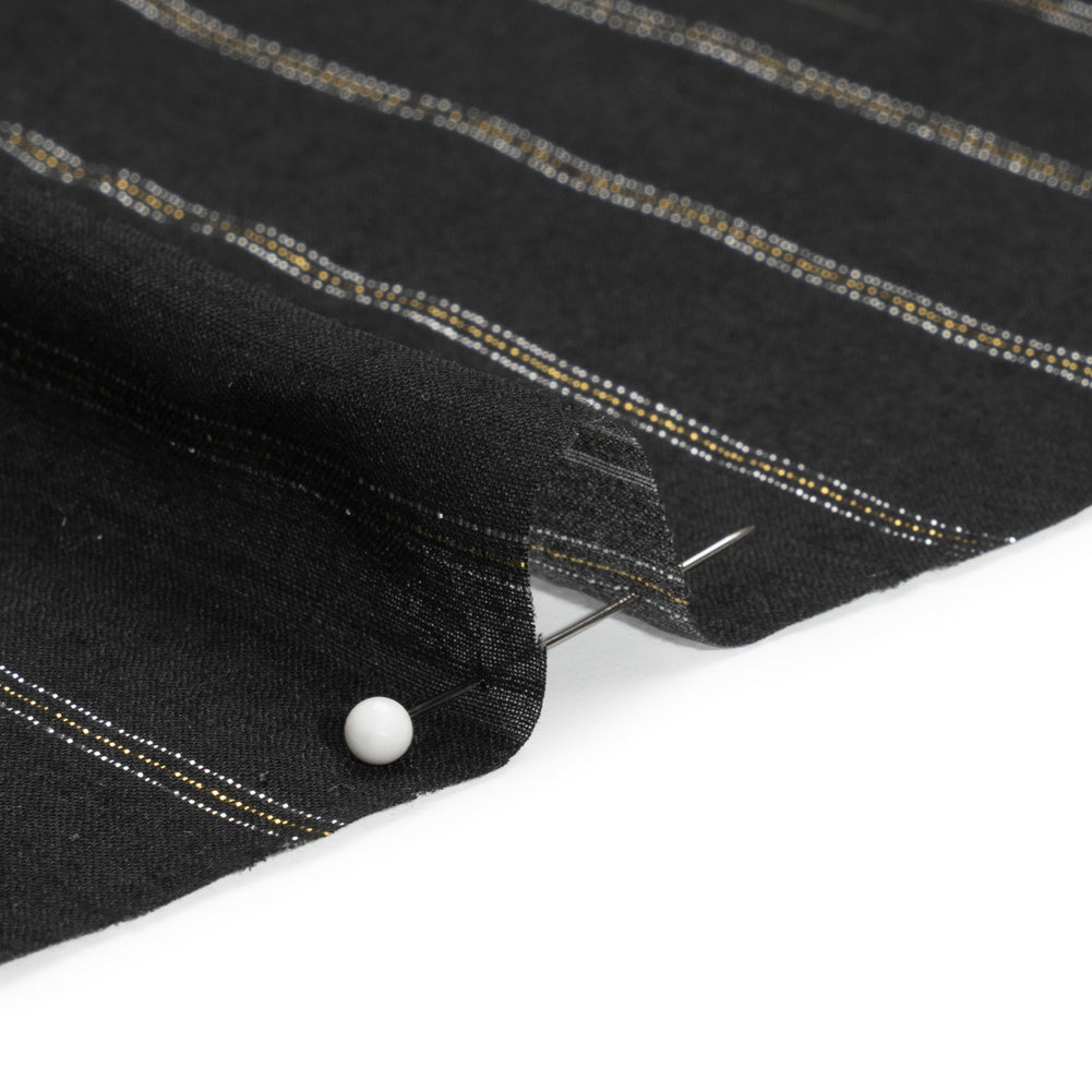 Mood Exclusive Black Garden Gathering Metallic Pinstriped Viscose Dobby Folded