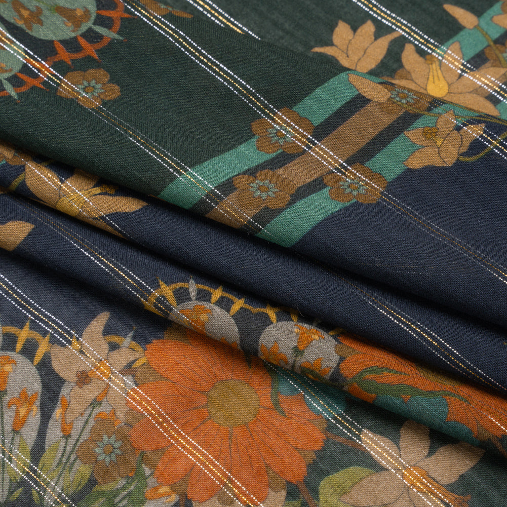 Mood Exclusive Navy Day in May Metallic Pinstriped Viscose Dobby Full