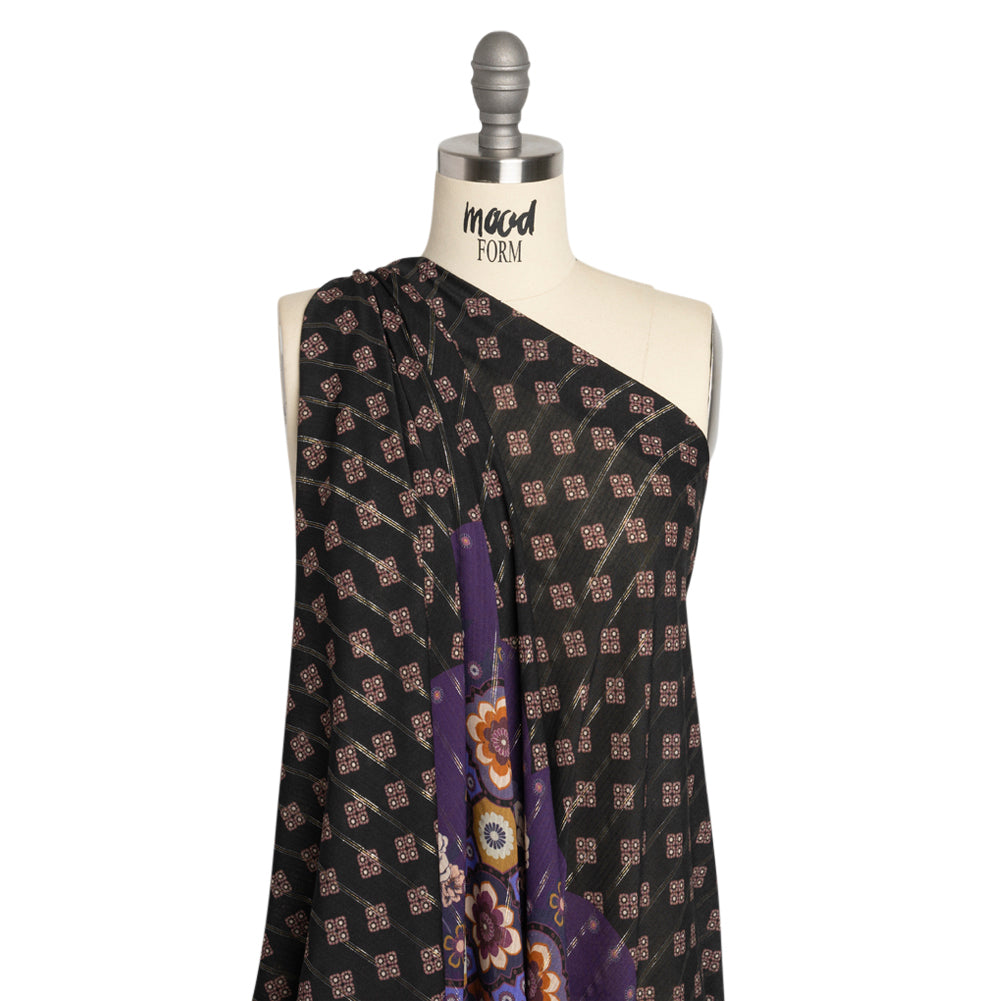 Mood Exclusive Black Petal Plaza Metallic Pinstriped Viscose Dobby Detail