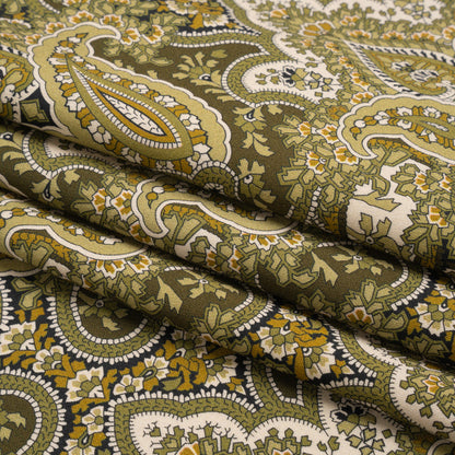 Mood Exclusive Olive Paisley Party Stretch Cotton Sateen Folded