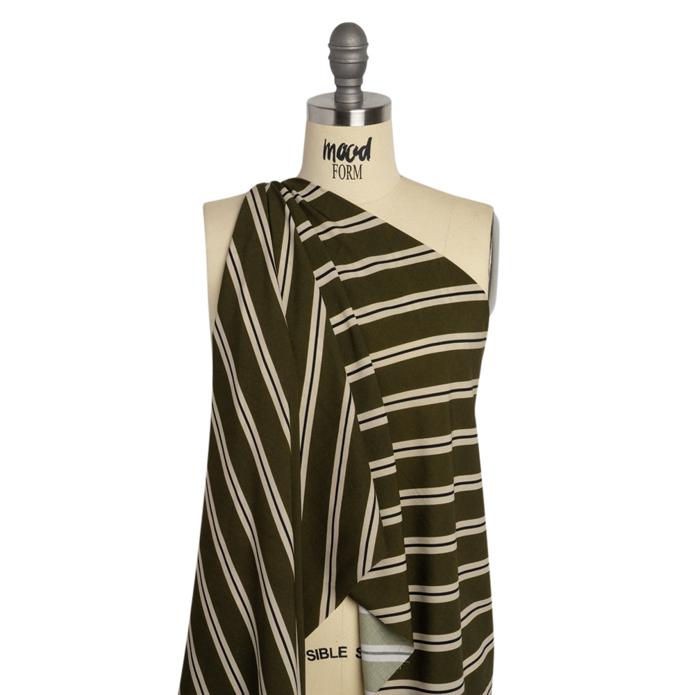 Mood Exclusive Olive Stripe Down Viscose Woven Detail