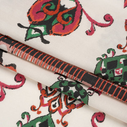 Tencel Woven Print - Red, Green and White Intricate Abstracts - Mood Exclusive Table Settings Folded