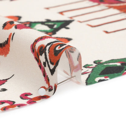 Tencel Woven Print - Red, Green and White Intricate Abstracts - Mood Exclusive Table Settings Detail