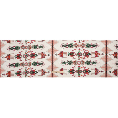 Tencel Woven Print - Red, Green and White Intricate Abstracts - Mood Exclusive Table Settings Full