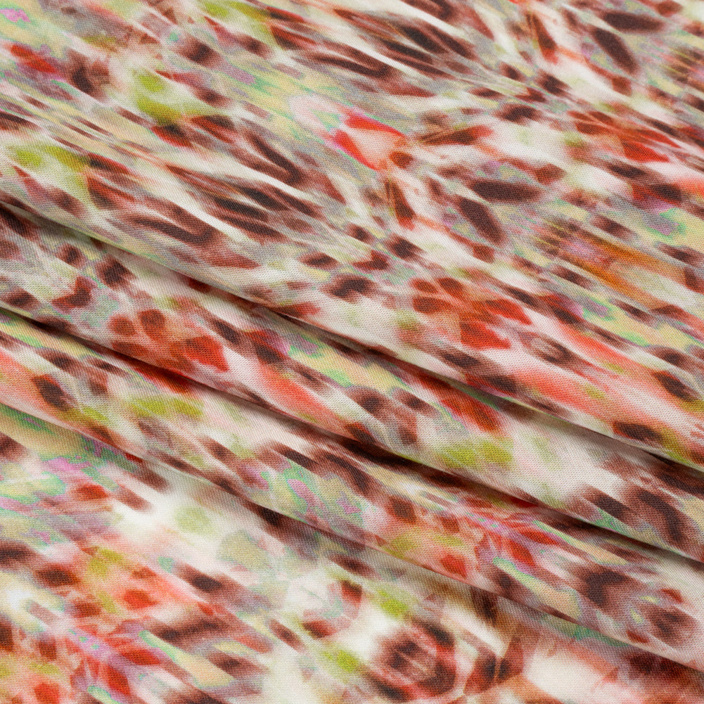 Tencel Woven Print - Brown, Red and Lime Green Blurred Abstract - Mood Exclusive Powerfully Prismatic Folded