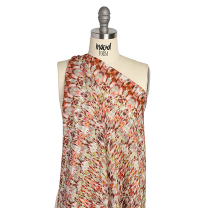 Tencel Woven Print - Brown, Red and Lime Green Blurred Abstract - Mood Exclusive Powerfully Prismatic Drape