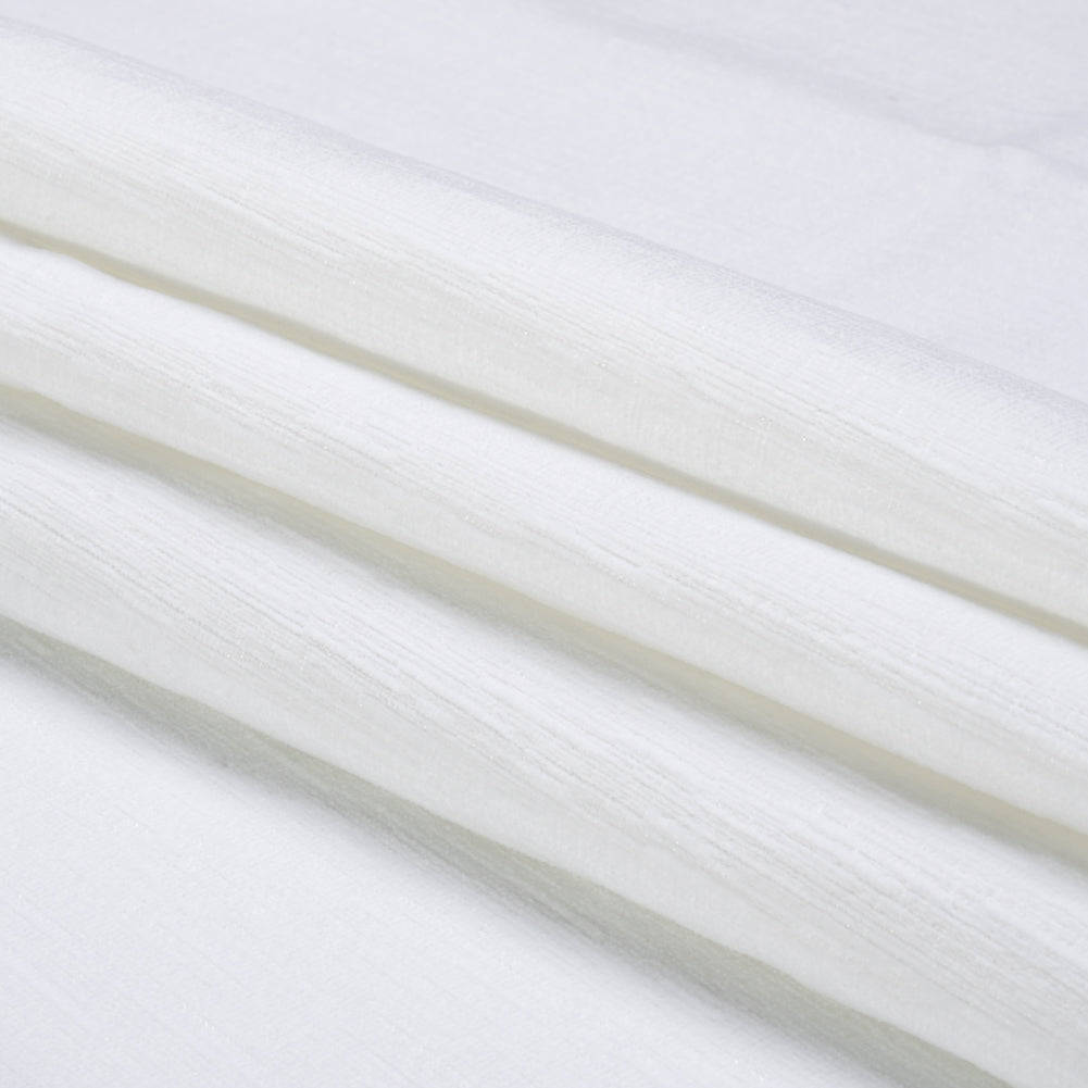 Otta White Polyester Chenille Woven Folded