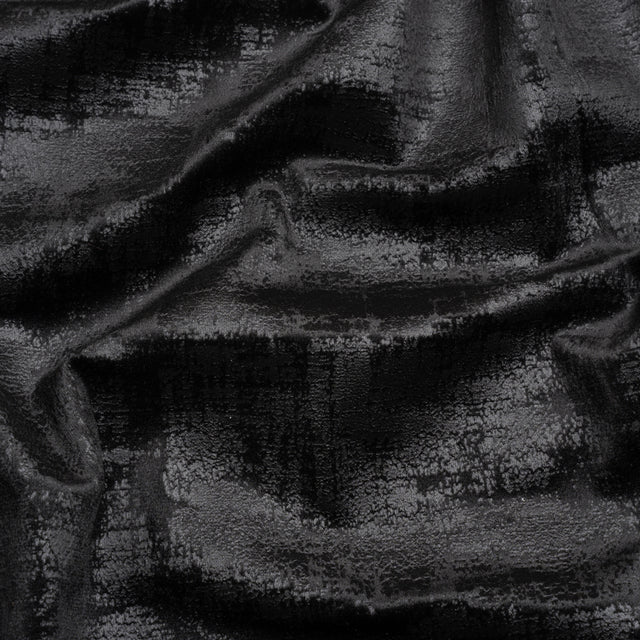 Kasa Black Crosshatching Embossed Knit Velvet