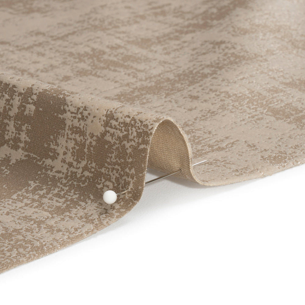 Kasa Beige Crosshatching Embossed Knit Velvet Detail