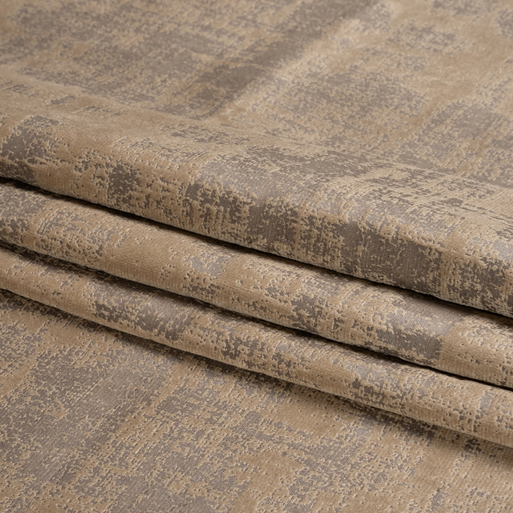 Kasa Tan Crosshatching Embossed Knit Velvet Folded