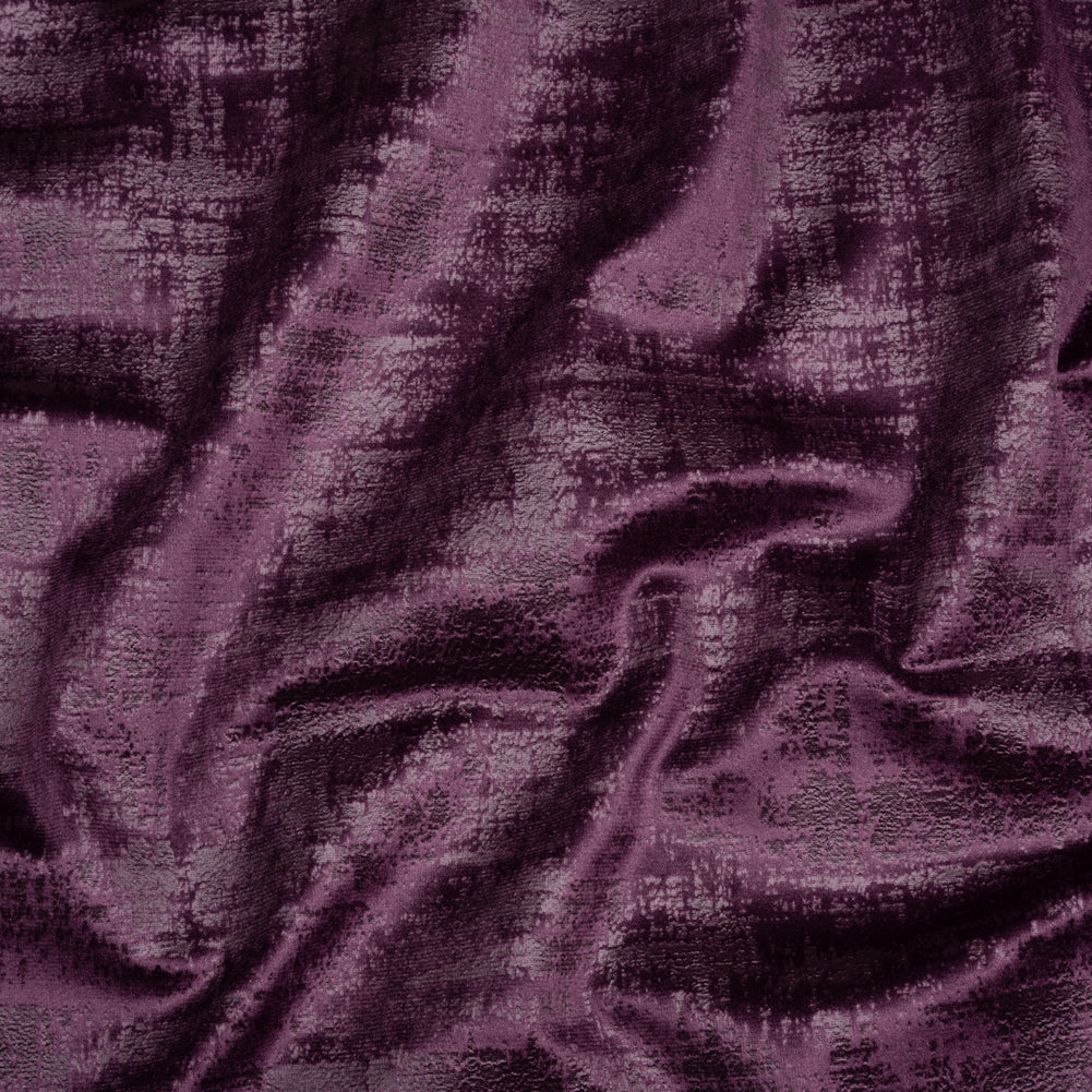 Kasa Eggplant Crosshatching Embossed Knit Velvet