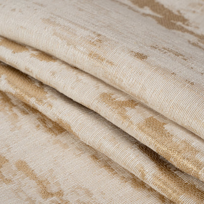 Ivory and Gold Abstract Viscose, Polyester and Linen Drapery Jacquard Folded