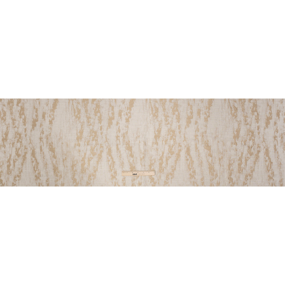 Ivory and Gold Abstract Viscose, Polyester and Linen Drapery Jacquard Full