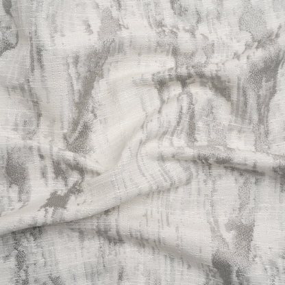 White and Silver Abstract Viscose, Polyester and Linen Drapery Jacquard