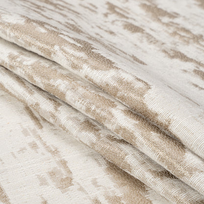 Ivory and Taupe Abstract Viscose, Polyester and Linen Drapery Jacquard Folded