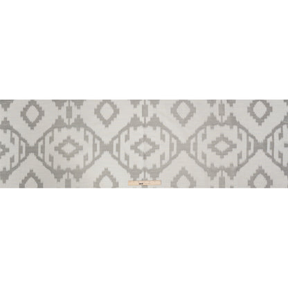 White and Silver Geometric Ikat Viscose, Polyester and Linen Drapery Jacquard Full