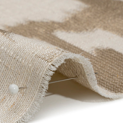 Ivory and Taupe Geometric Ikat Viscose, Polyester and Linen Drapery Jacquard Detail