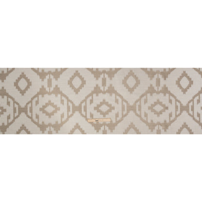 Ivory and Taupe Geometric Ikat Viscose, Polyester and Linen Drapery Jacquard Full