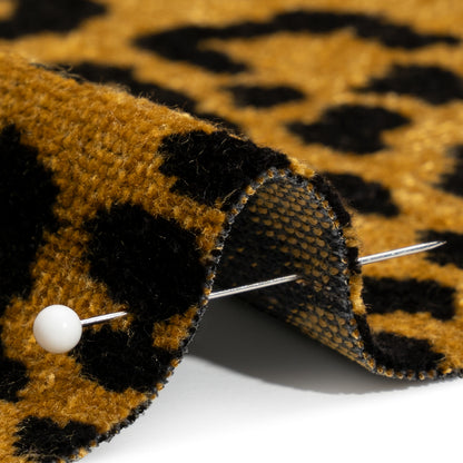 Gold and Black Leopard Spots Viscose and Polyester Upholstery Chenille Detail