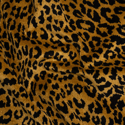 Gold and Black Leopard Spots Viscose and Polyester Upholstery Chenille