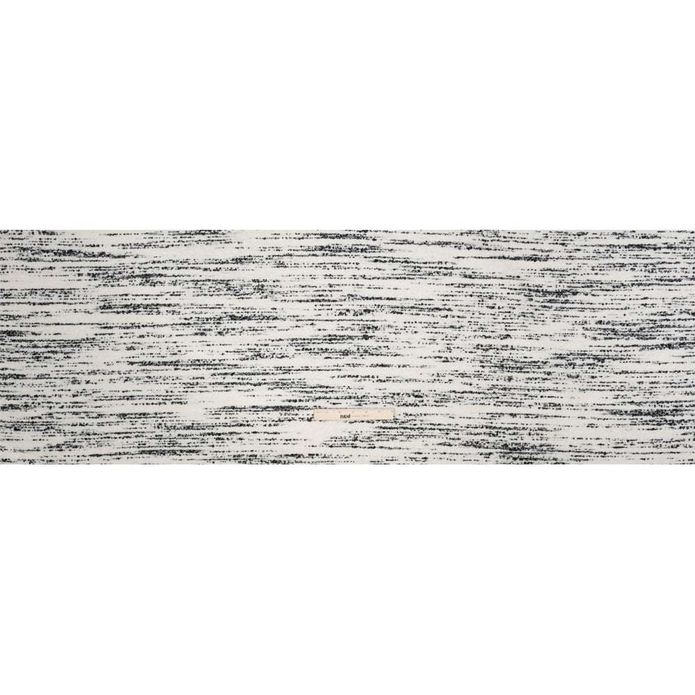 Ivory and Black Striated Wool and Polyester Boucle Full