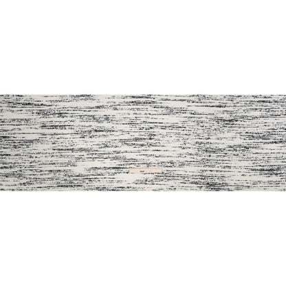 Ivory and Black Striated Wool and Polyester Boucle Full
