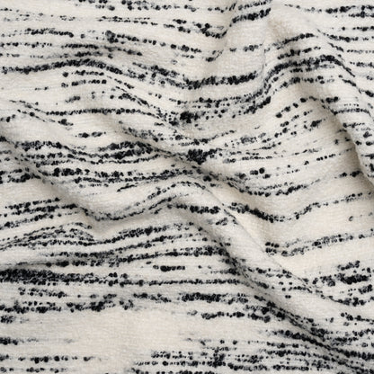 Ivory and Black Striated Wool and Polyester Boucle