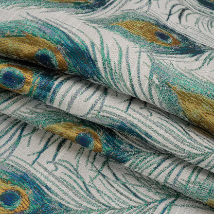 Peacock Green Peacock Feathers Upholstery Jacquard Folded