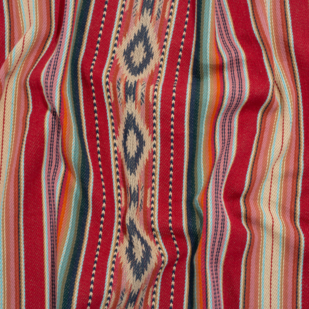 Arizona Berry Spiked Diamonds Southwestern Stripe Cotton Twill