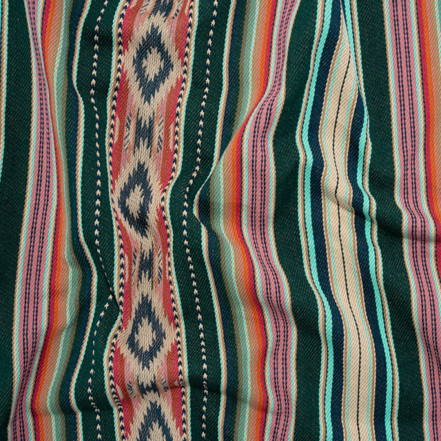 Arizona Teal Spiked Diamonds Southwestern Stripe Cotton Twill