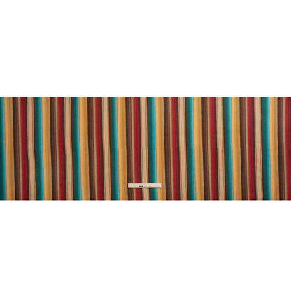 Arizona Red, Yellow Ochre and Turquoise Gradient Stripes Cotton Twill