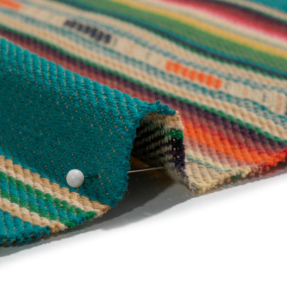 Arizona Teal, Orange and Pink Geometric Stripe Cotton Twill