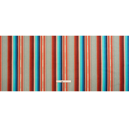 Arizona Turquoise, Orange and Red Striped Cotton Twill