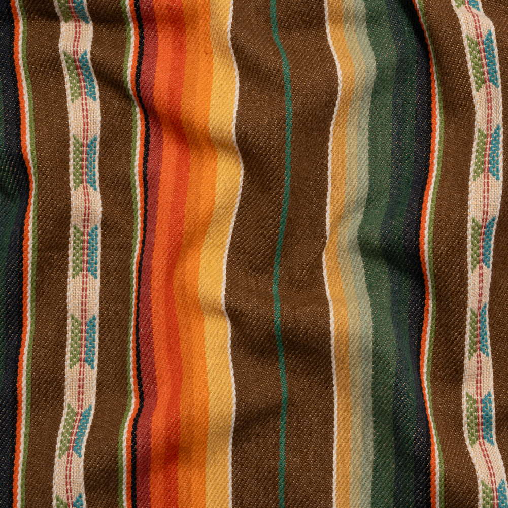 Arizona Brown, Forest and Orange Spools Stripe Cotton Twill
