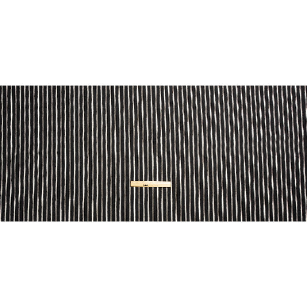 White on Black Ticking Stripes Cotton Herringbone Twill Full
