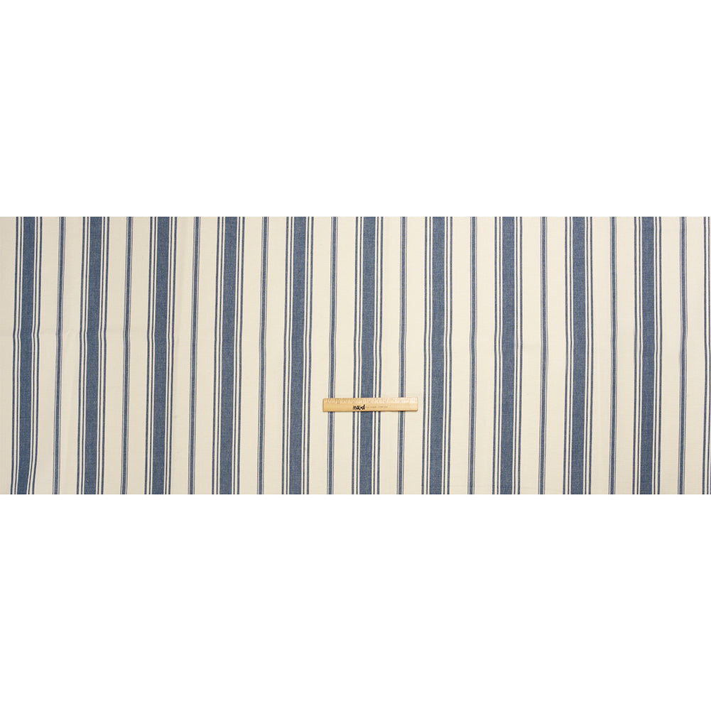 Navy and Cream Striped Cotton Woven Full