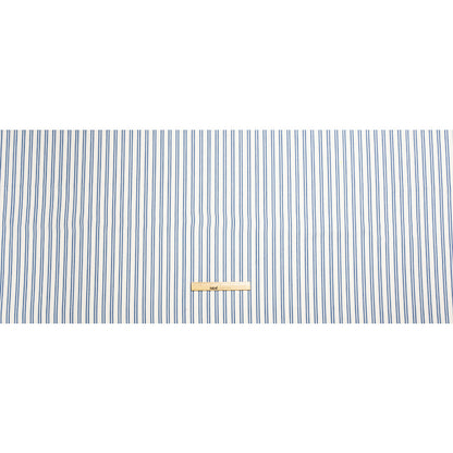 White, Summer Blue and Sky Blue Modern Ticking Stripes Cotton Twill Full