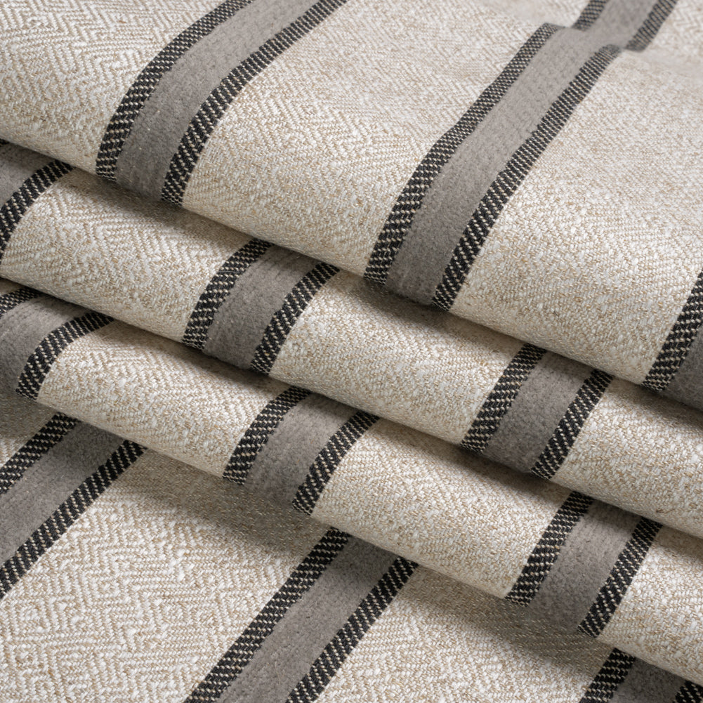 Crypton Meditae Chenille Striped Birdseye Upholstery Twill Folded