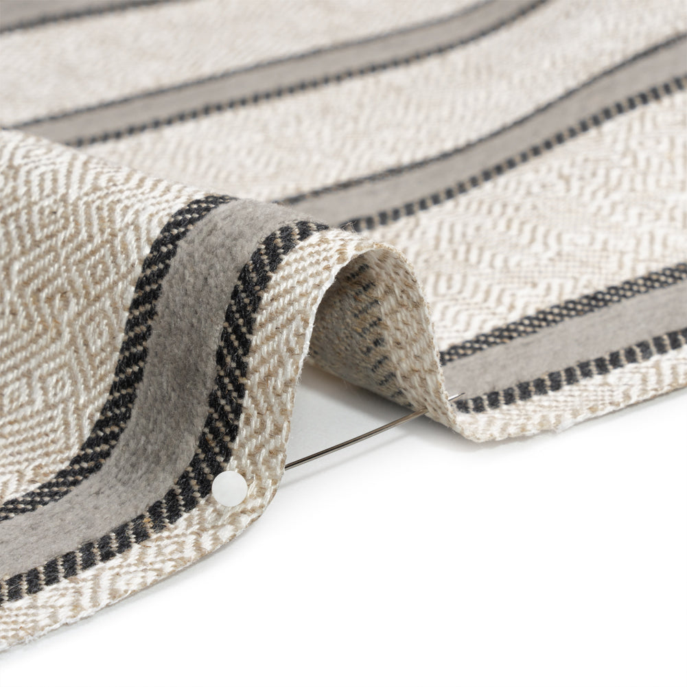 Crypton Meditae Chenille Striped Birdseye Upholstery Twill Detail