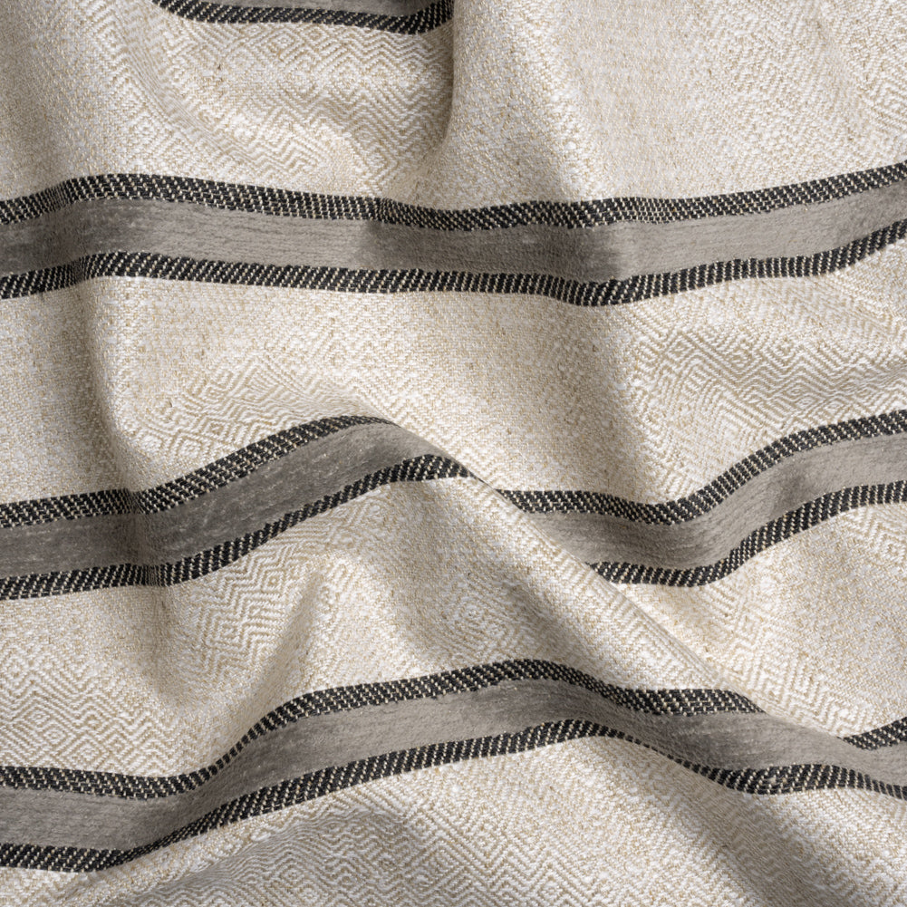 Crypton Meditae Chenille Striped Birdseye Upholstery Twill