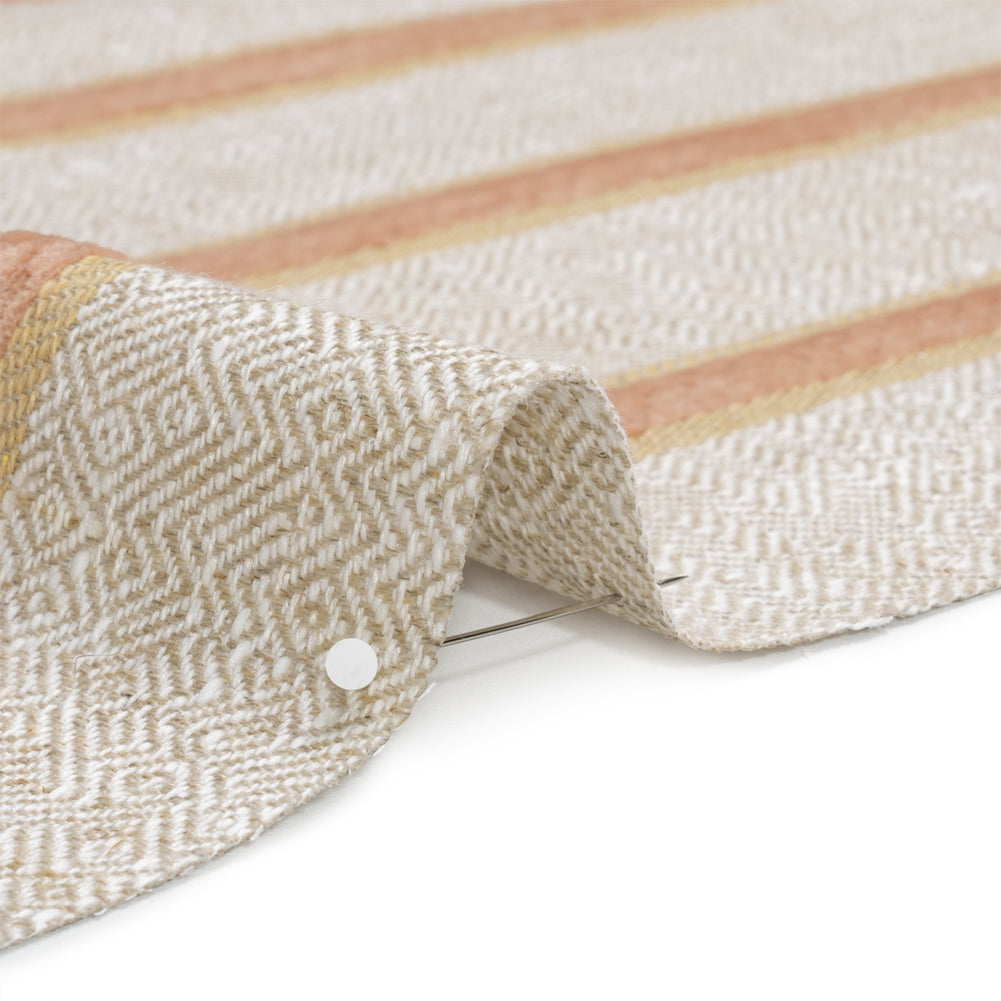 Crypton Blush Chenille Striped Birdseye Upholstery Twill Detail