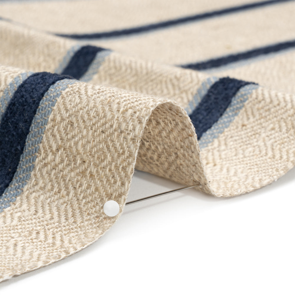 Crypton Midnight Chenille Striped Birdseye Upholstery Twill Detail