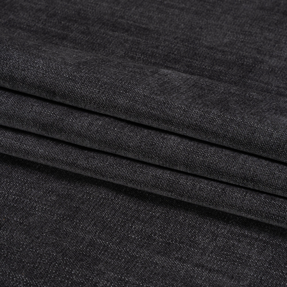 Crypton Ebony Stain Resistant Performance Upholstery Chenille Woven Folded