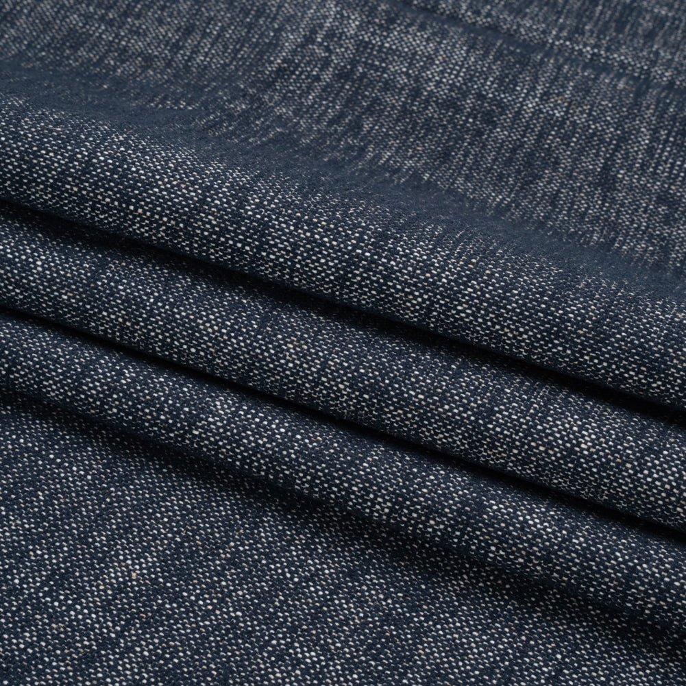 Crypton Indigo Stain Resistant Polyester and Linen Chenille Upholstery Woven Folded