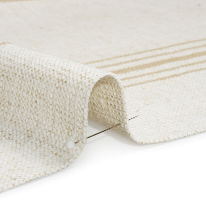 Crypton Sand on White Striped Stain Resistant Polyester and Linen Chenille Upholstery Woven Detail