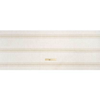 Crypton Sand on White Striped Stain Resistant Polyester and Linen Chenille Upholstery Woven Full