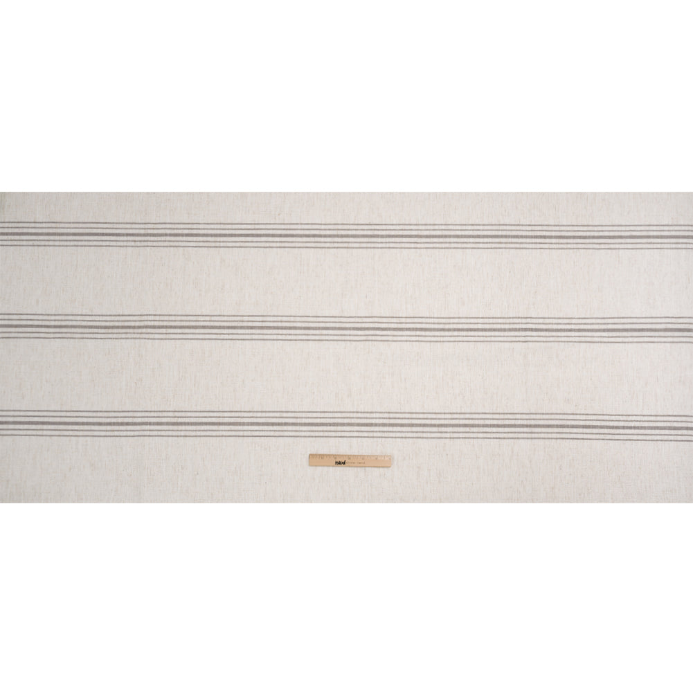 Crypton Stone on White Striped Stain Resistant Polyester and Linen Chenille Upholstery Woven Full