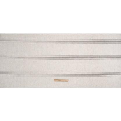 Crypton Stone on White Striped Stain Resistant Polyester and Linen Chenille Upholstery Woven Full